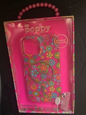 POPPY Pink Floral MagSafe Compatible iPhone Case 13/14/15 NEW NIB
